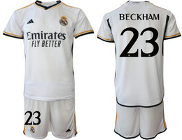Real Madrid 2023-24 #23 BECKHAM Home Soccer Club Jersey