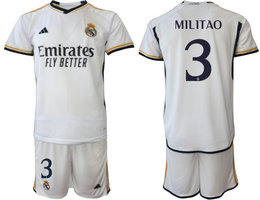 Real Madrid 2023-24 #3 MILITAO Home Soccer Club Jersey