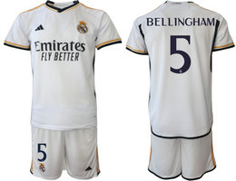 Real Madrid 2023-24 #5 BELLINGHAM Home Soccer Club Jersey