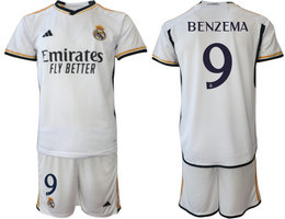 Real Madrid 2023-24 #9 BENZEMA Home Soccer Club Jersey