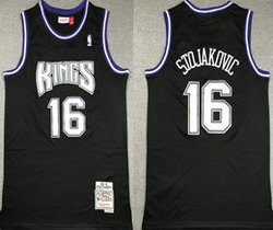 Sacramento Kings #16 Peja Stojakovic Black Throwback Authentic Stitched NBA jersey