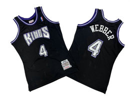 Sacramento Kings #4 Chris Webber Black 98-99 Hardwood Classic Authentic Stitched NBA Jersey