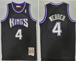 Sacramento Kings #4 Chris Webber Black Mesh 1998-99 Hardwood Classics Authentic Stitched NBA jersey