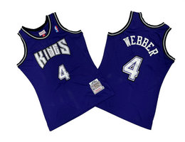 Sacramento Kings #4 Chris Webber Purple 98-99 Hardwood Classic Authentic Stitched NBA Jersey