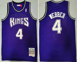 Sacramento Kings #4 Chris Webber Purple Mesh 1998-99 Hardwood Classics Authentic Stitched NBA jersey