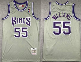 Sacramento Kings #55 Jason Williams Gray Hardwood Classic Authentic Stitched NBA Jersey