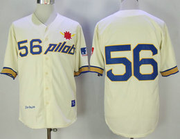 Seattle Pilots #56 Jim Bouton Cream Throwback Authentic Stitched MLB jersey
