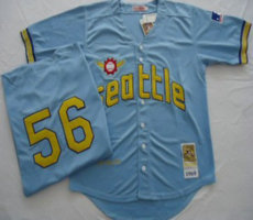 Seattle Pilots #56 Jim Bouton Light Blue Throwback Authentic Stitched MLB jersey