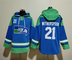 Seattle Seahawks #21 Devon Witherspoon Blue Stitched Hoodies