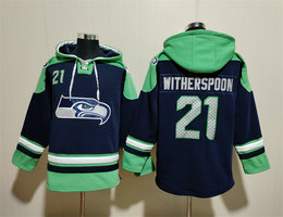 Seattle Seahawks #21 Devon Witherspoon Navy Stitched Hoodies