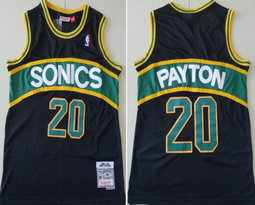 Seattle Sonics #20 Gary Payton Black 1995-96 Hardwood Classics Authentic Stitched NBA jersey