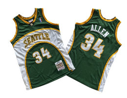 Seattle Sonics #34 Ray Allen Green 06-07 Hardwood Classics Authentic Stitched NBA Jersey