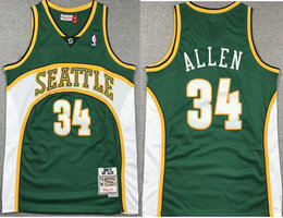 Seattle Sonics #34 Ray Allen Soul Green Hardwood Classic Authentic Stitched NBA jersey