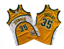 Seattle Sonics #35 Kevin Durant Gold 2007-08 Hardwood Classics Authentic Stitched NBA Jersey