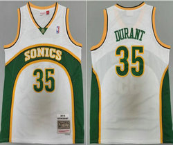 Seattle Sonics #35 Kevin Durant White 2007-08 Hardwood Classics Authentic Stitched NBA Jersey