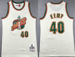 Seattle Sonics #40 Shawn Kemp Cream Hardwood Classics Stitched NBA Jersey