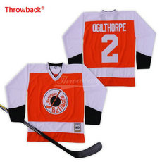 SlapShot Movie Bulldogs #2 Ogie Ogilthorpe Orange Hockey Hockey Jersey