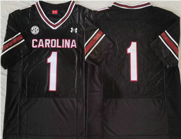 South Carolina Gamecock #1 Black Authentic Stitched NCAA Jersey