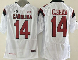 South Carolina Gamecock #14 Connor Shaw White Authentic Stitched NCAA Jersey