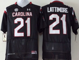 South Carolina Gamecock #21 Marcus Lattimore Black Authentic Stitched NCAA Jersey