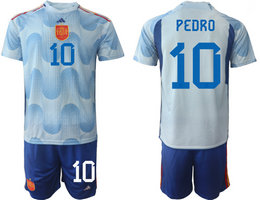 Spain #10 PEDRO Away 2022 World Cup National Soccer Jersey