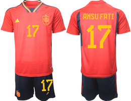 Spain #17 ANSU FATI 2022 World Cup National Soccer Jersey