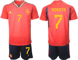 Spain #7 MORATA 2022 World Cup National Soccer Jersey
