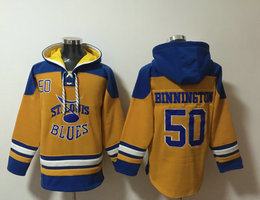 St. Louis Blues #50 Jordan Binnington Stitched Hooded Sweatshirt