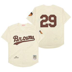 St. Louis Browns #29 Satchel Paige 1953 Cream Throwback Authentic Stitched MLB jersey