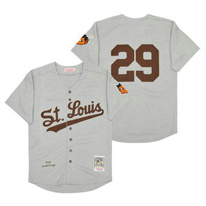 St. Louis Browns #29 Satchel Paige 1953 Gray Throwback Authentic Stitched MLB jersey