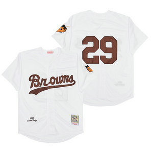 St. Louis Browns #29 Satchel Paige 1953 White Throwback Authentic Stitched MLB jersey
