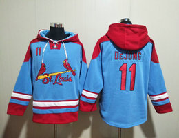 St.Louis Cardinals #11 Paul DeJong Blue All Stitched Hooded Sweatshirt