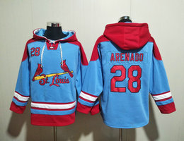 St.Louis Cardinals #28 Nolan Arenado Blue All Stitched Hooded Sweatshirt