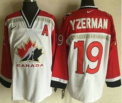 Team Canada #19 Steve Yzerman White Nike 1998 Olympic Throwback Stitched Hockey Jersey