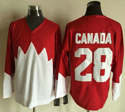 Team Canada #28 Canada 1972 CCM Throwback Hockey Red Authentic Stitched NHL Jerseys
