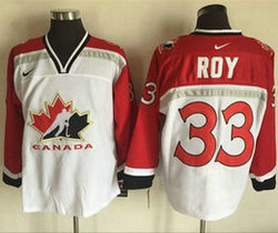 Team Canada #33 Patrick Roy White Nike 1998 Olympic Throwback Stitched Hockey Jersey