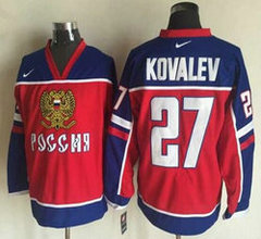 Team Russia #27 Alexei Kovalev Red Throwback Authentic Stitched NHL Jersey