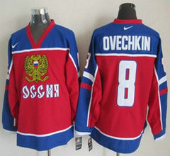 Team Russia #8 Alexander Ovechkin Red Throwback Authentic Stitched NHL Jersey