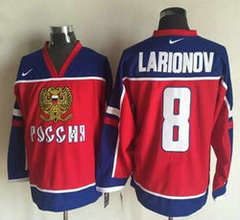 Team Russia #8 Igor Larionov Red Throwback Authentic Stitched NHL Jersey
