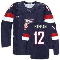 Team USA #12 #21 Derek Stepan Navy Blue Away 2014 Olympic Authentic Stitched Hockey Jersey
