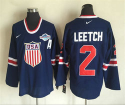 Team USA #2 Brian Leetch Blue Stitched NHL Jersey