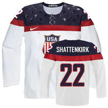 Team USA #22 Kevin Shattenkirk White Home 2014 Olympic Authentic Stitched Hockey Jersey