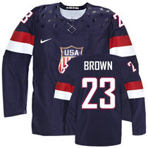 Team USA #23 Dustin Brown Navy Blue Away 2014 Olympic Authentic Stitched Hockey Jersey