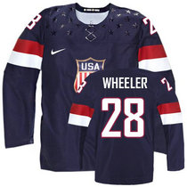 Team USA #28 Blake Wheeler Navy Blue Away 2014 Olympic Authentic Stitched Hockey Jersey