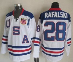 Team USA #28 Brian Rafalski White Stitched NHL Jersey