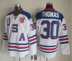 Team USA #30 Tim Thomas White Stitched NHL Jersey