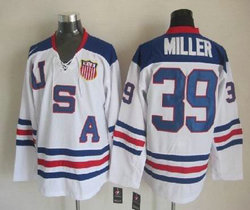 Team USA #39 Ryan Miller White Stitched NHL Jersey