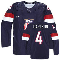 Team USA #4 John Carlson Navy Blue Away 2014 Olympic Authentic Stitched Hockey Jersey