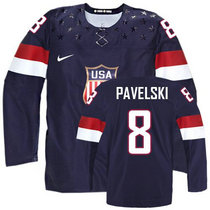 Team USA #8 Joe Pavelski Navy Blue Away 2014 Olympic Authentic Stitched Hockey Jersey