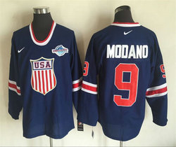 Team USA #9 Mike Modano Blue Authentic Stitched NHL Jersey